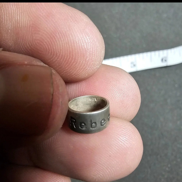 Sterling silver 925 half inch round barrel bead charm pendant engraved Rebecca - Picture 3 of 8